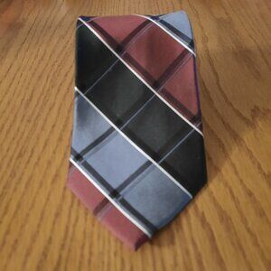 Van Heusen Red, Black & Gray Striped Tie – Classic Silk Blend for Men